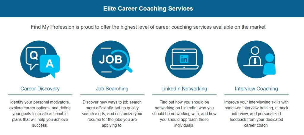Find My Profession career coaching options